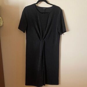 Ann Taylor Black Midi Dress with Knot Detail